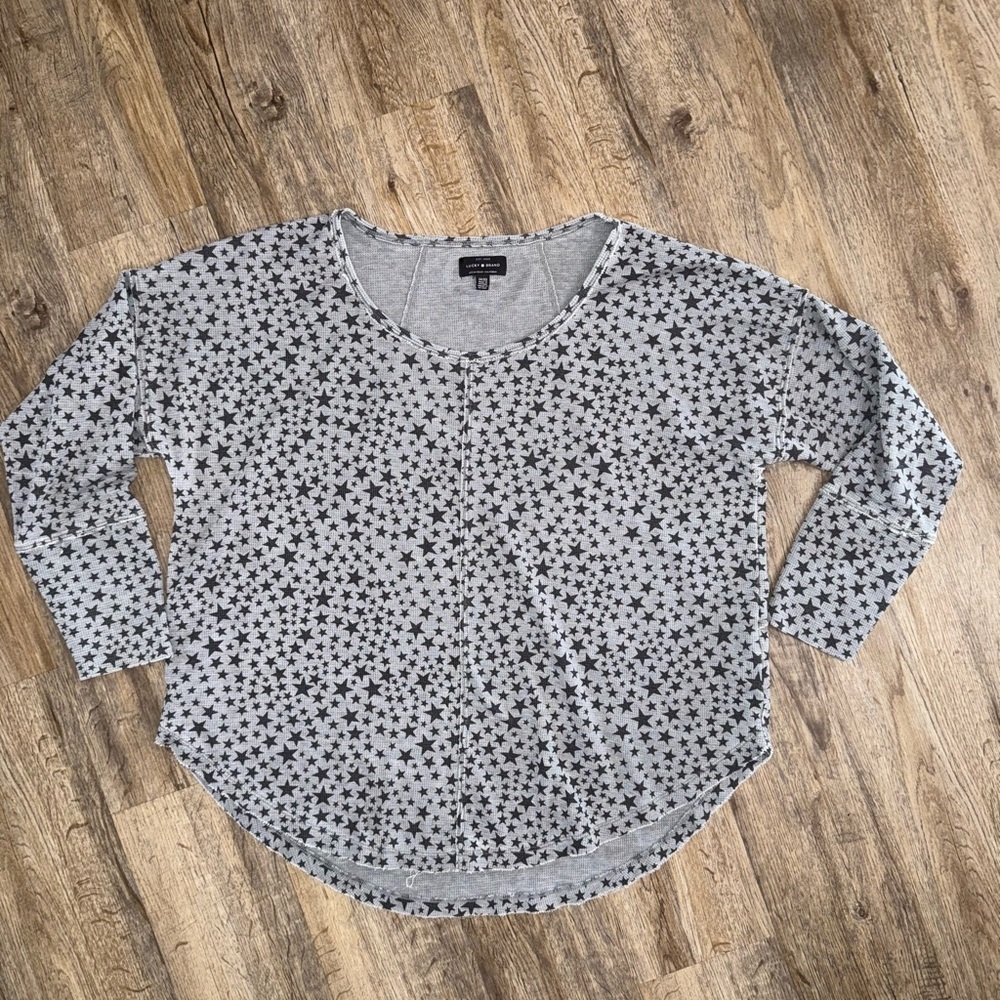 Lucky Brand • Waffle Knit Star Printed Thermal Long Sleeve Tee